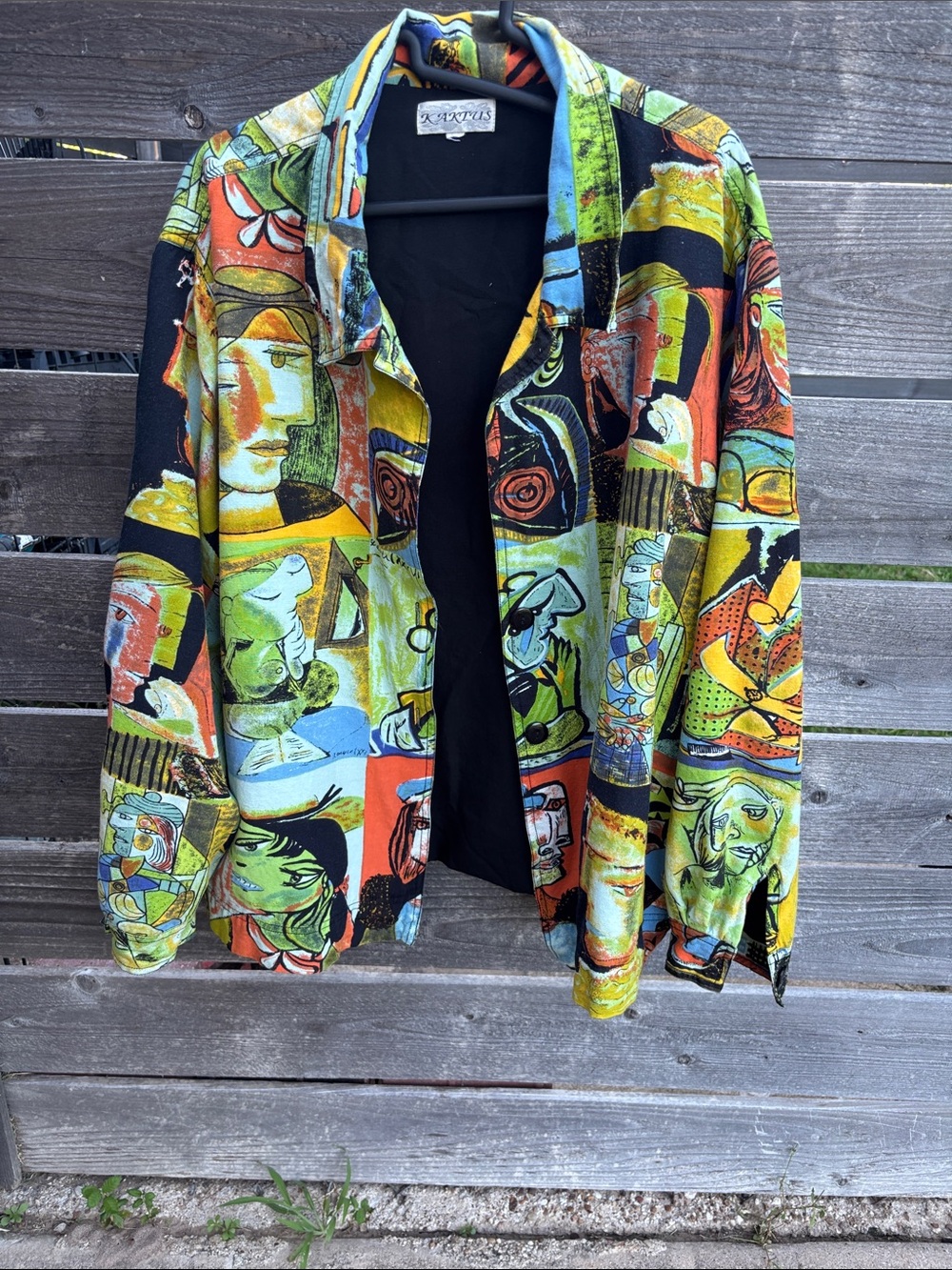 Kaktus Multicolor Abstract Print Shirt - Black Base
